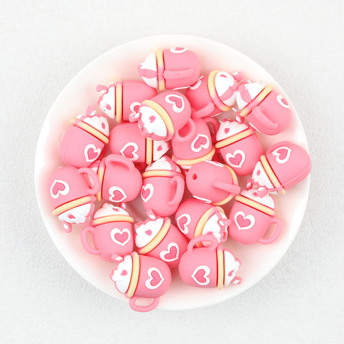  3D Pink Heart Ice Cream Silicone Focal Beads 20Pcs 2