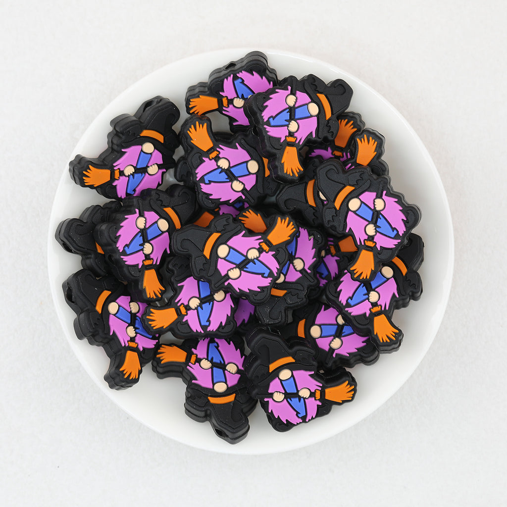 Halloween Broomstick Dwarf Silicone Focal Beads 20pcs 3