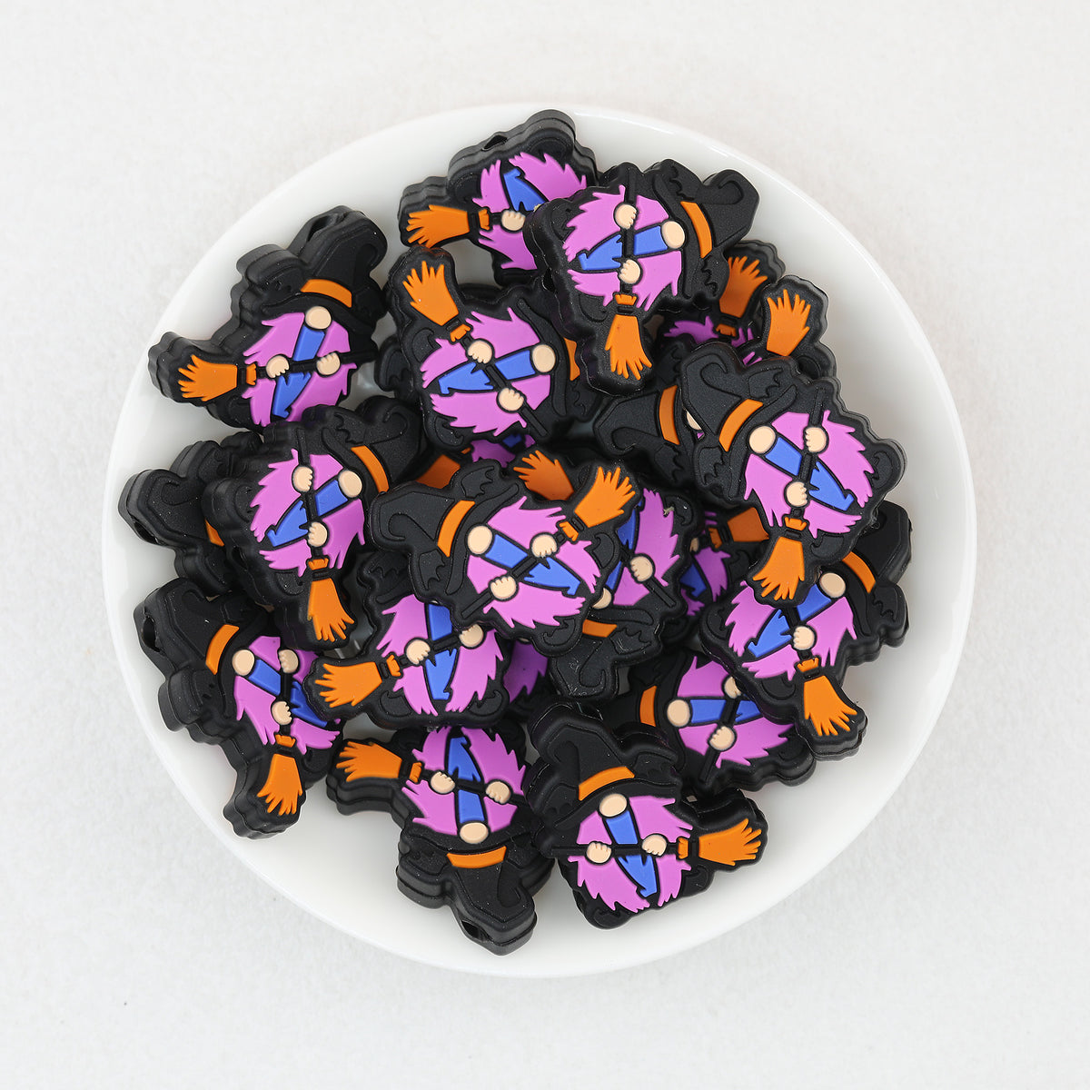 Halloween Broomstick Dwarf Silicone Focal Beads 20pcs 3