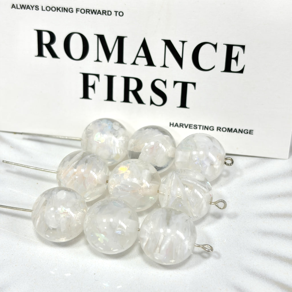 Summer Inspired 16mm Resin Round Beads with Sparkling Sequins 10pcs 6