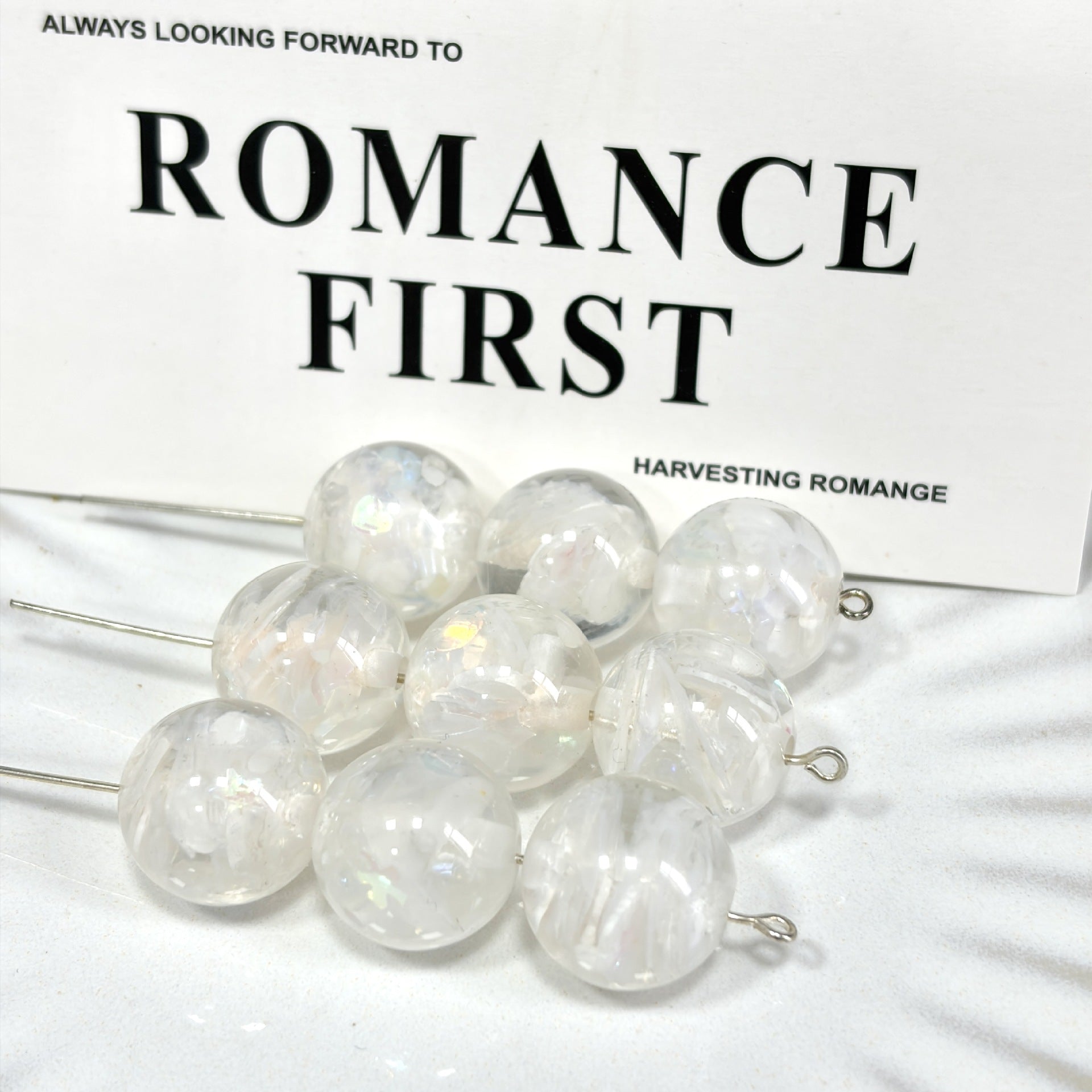 Summer Inspired 16mm Resin Round Beads with Sparkling Sequins 10pcs 6