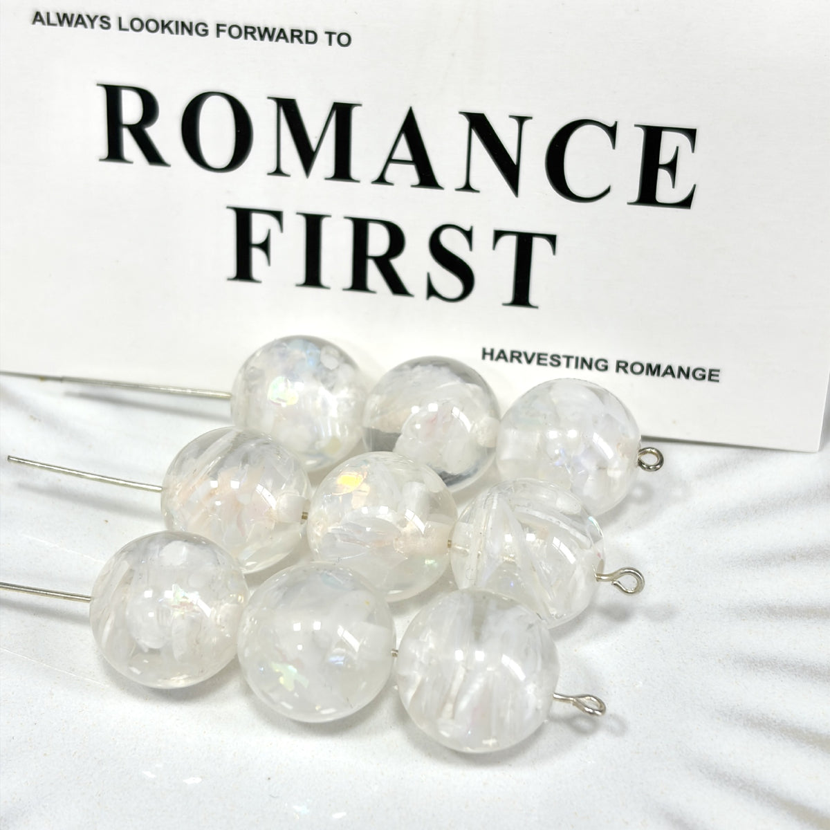 Summer Inspired 16mm Resin Round Beads with Sparkling Sequins 10pcs 6
