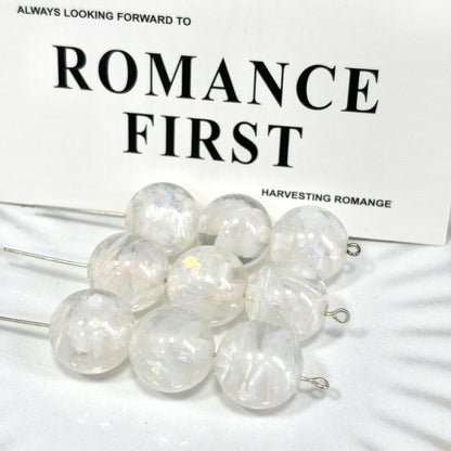 Summer Inspired 16mm Resin Round Beads with Sparkling Sequins 10pcs 6