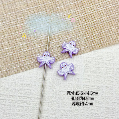 Baking Painted Poker Metal Beads 15mm Colorful Whimsical Design 10pcs 7