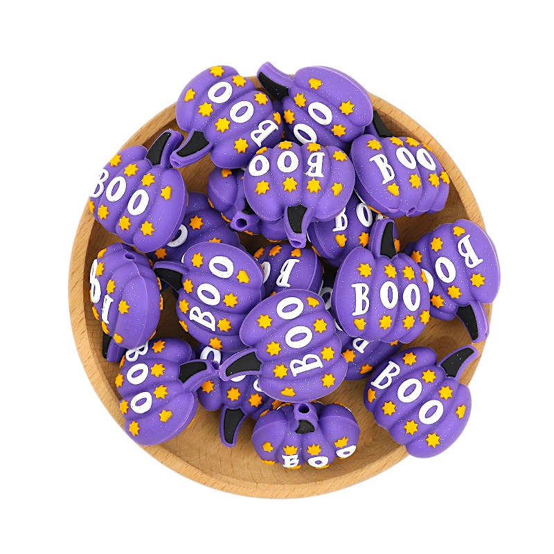 Silicone 3D Focal Beads Halloween Pumpkin Color Shifting Boo 20pcs 3