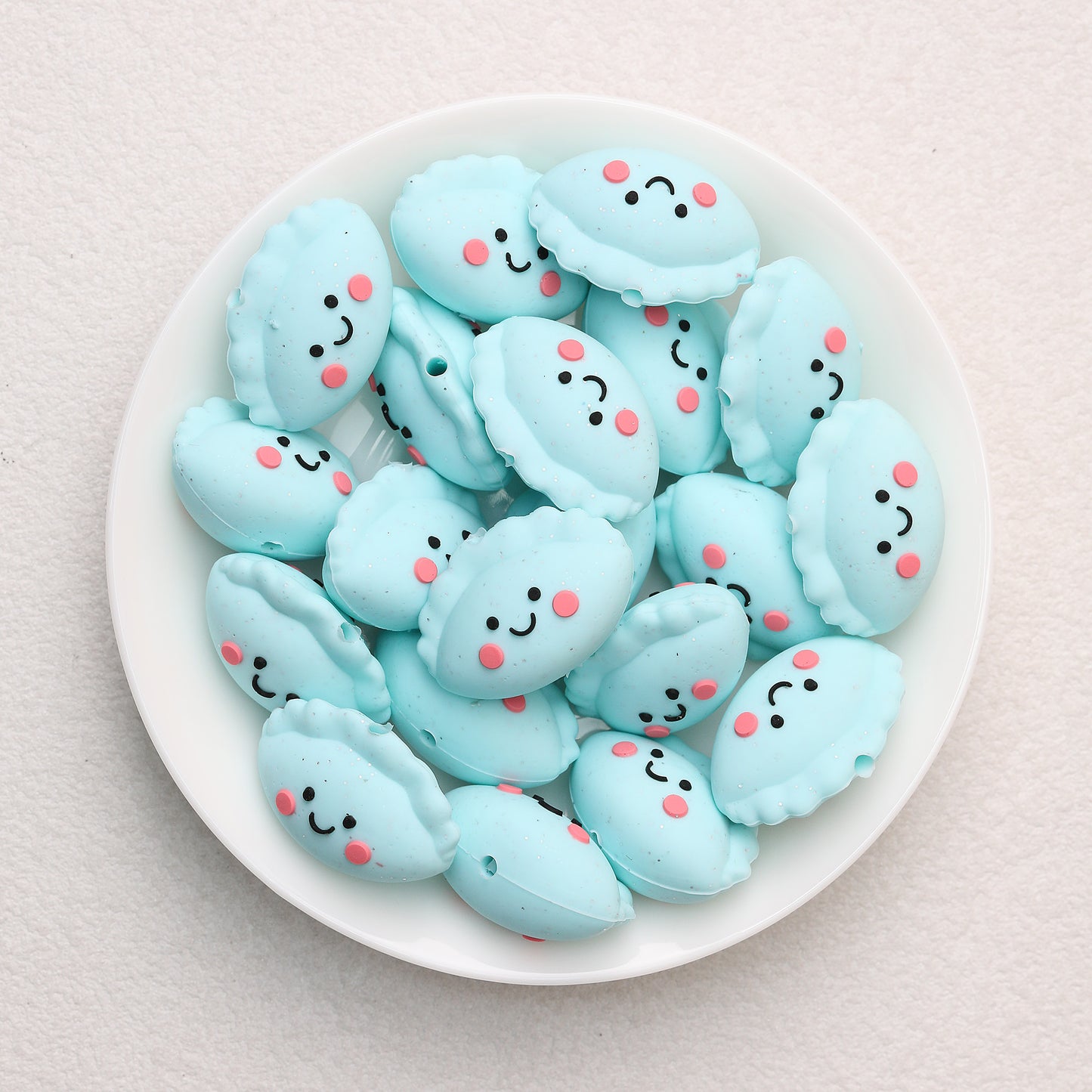 Cute 3D Glitter Dumpling Silicone Focal Beads 20pcs 9