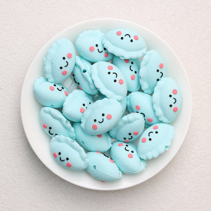 Cute 3D Glitter Dumpling Silicone Focal Beads 20pcs 9