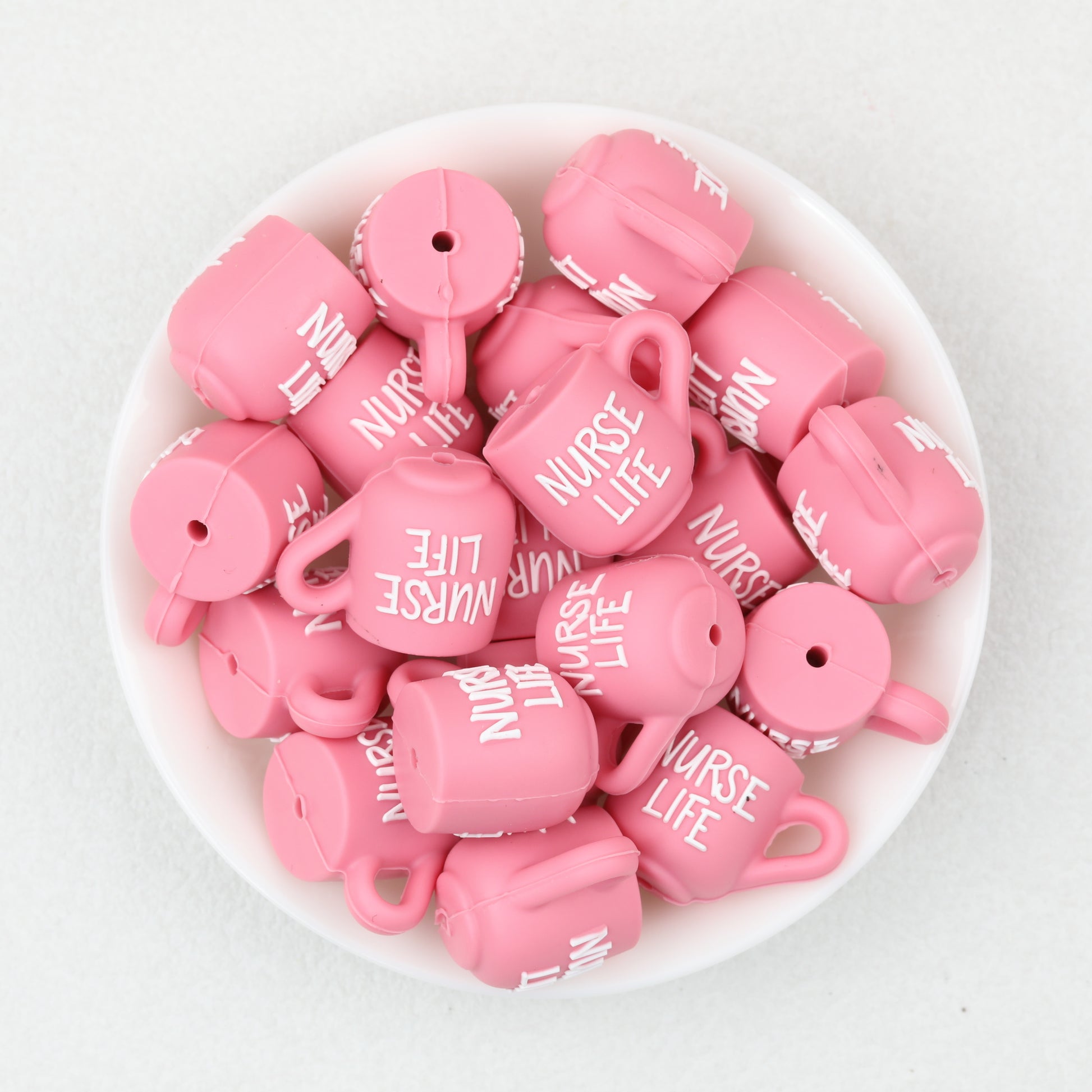 3D Nurse Life Pink Silicone Focal Beads Cup Design 20pcs