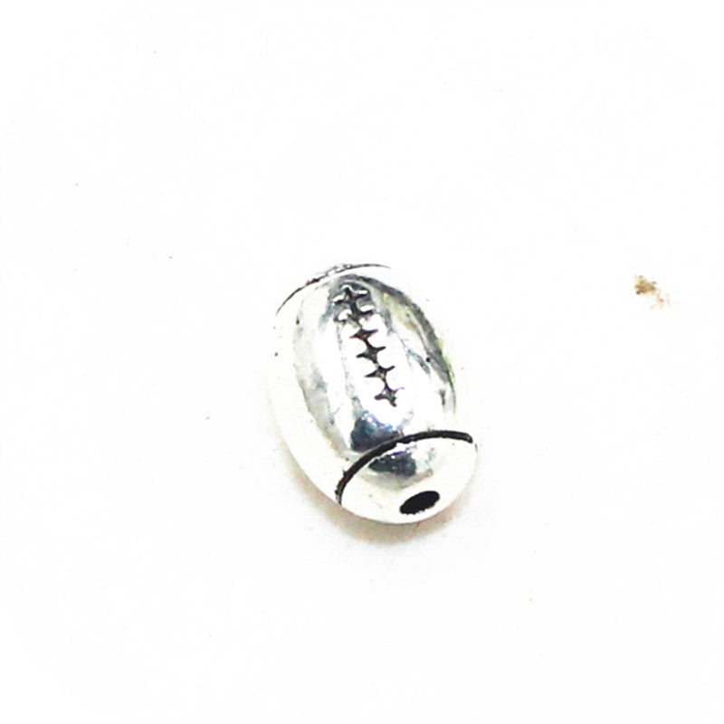 Rugby Metal Beads 11mm Antique Silver Tone Alloy 50pcs