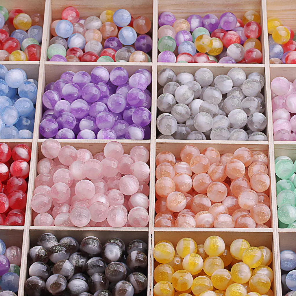 Color Changing Glitter Resin Beads 10/16mm Sparkle Mixed 10pcs 5