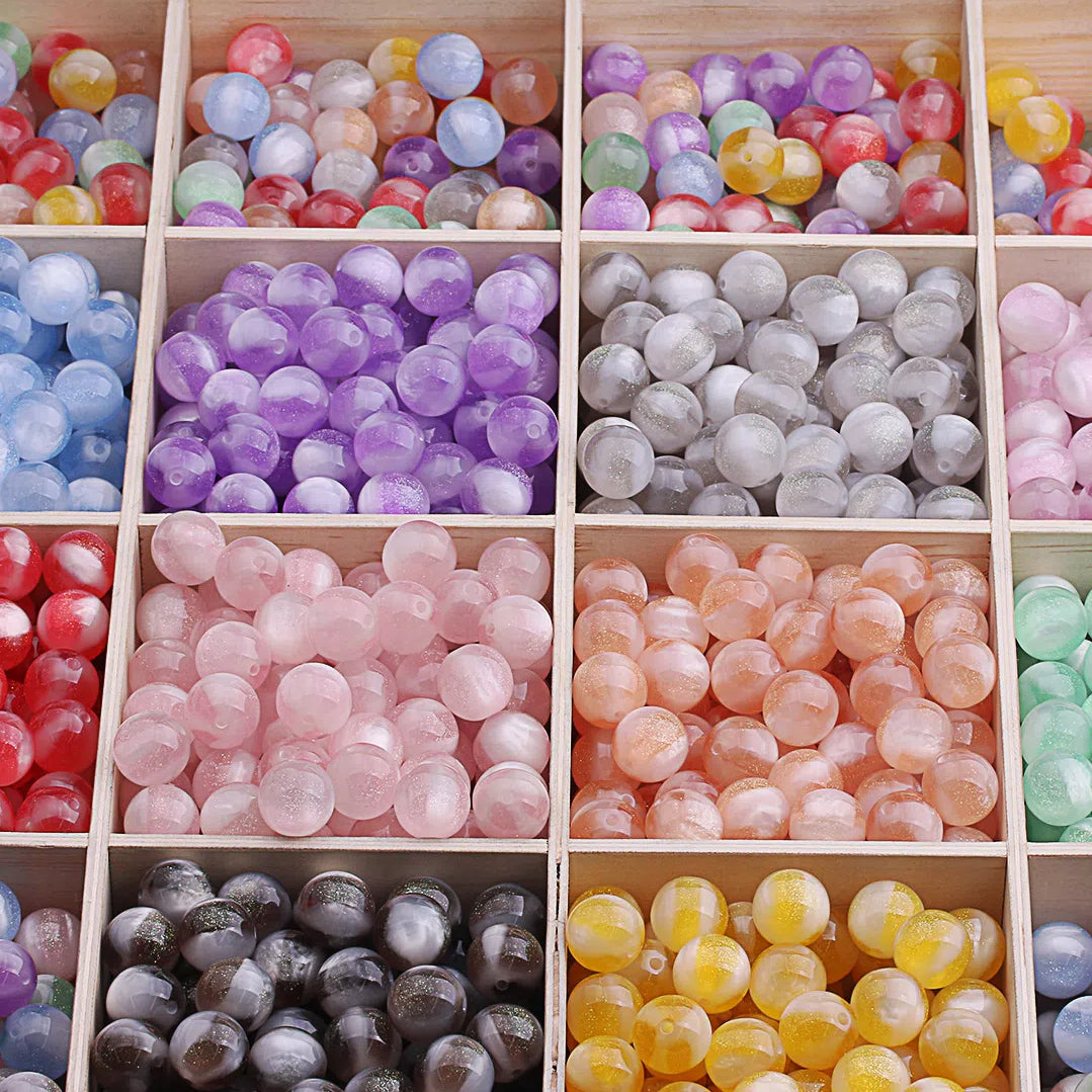 Color Changing Glitter Resin Beads 10/16mm Sparkle Mixed 10pcs 5