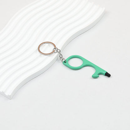 No Touch Door Opener Touchscreen Keychain Multifunctional Alloy - Green