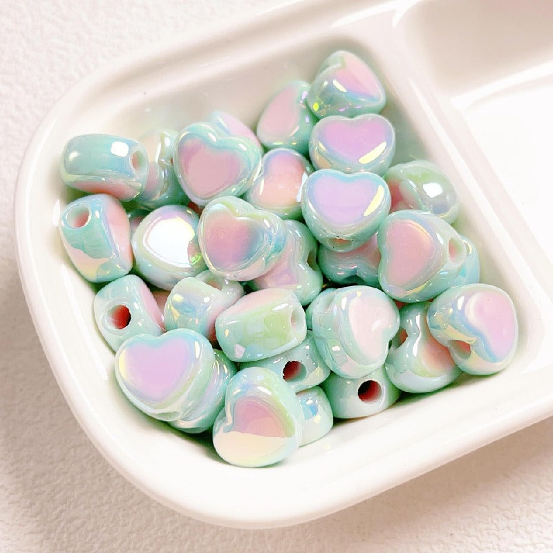 Cream Color Heart Acrylic Beads 12x14.5mm Large Hole 10pcs 4