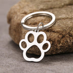 Stainless Steel Hollow Paw Dog Keychain Silver Tone 2