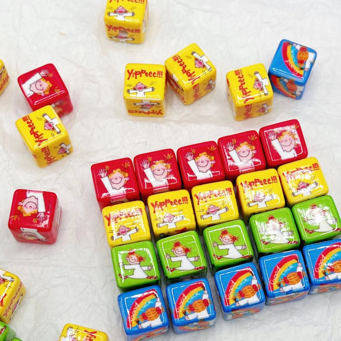 Square Acrylic Beads 14mm Coco Chan'S Letters Series Pattern 10pcs 4