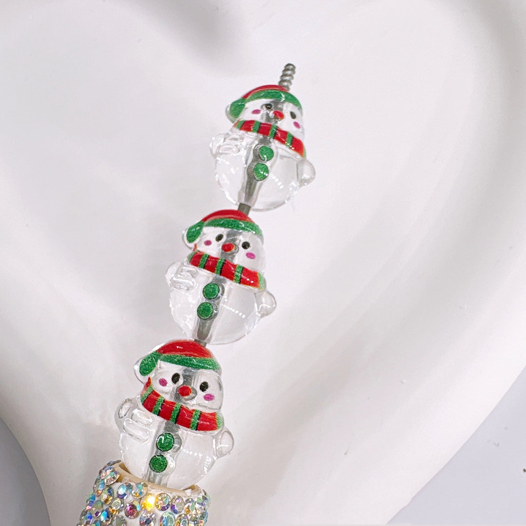 Clear Snowman Acrylic Beads 19mm Christmas 3D Design 100pcs 4