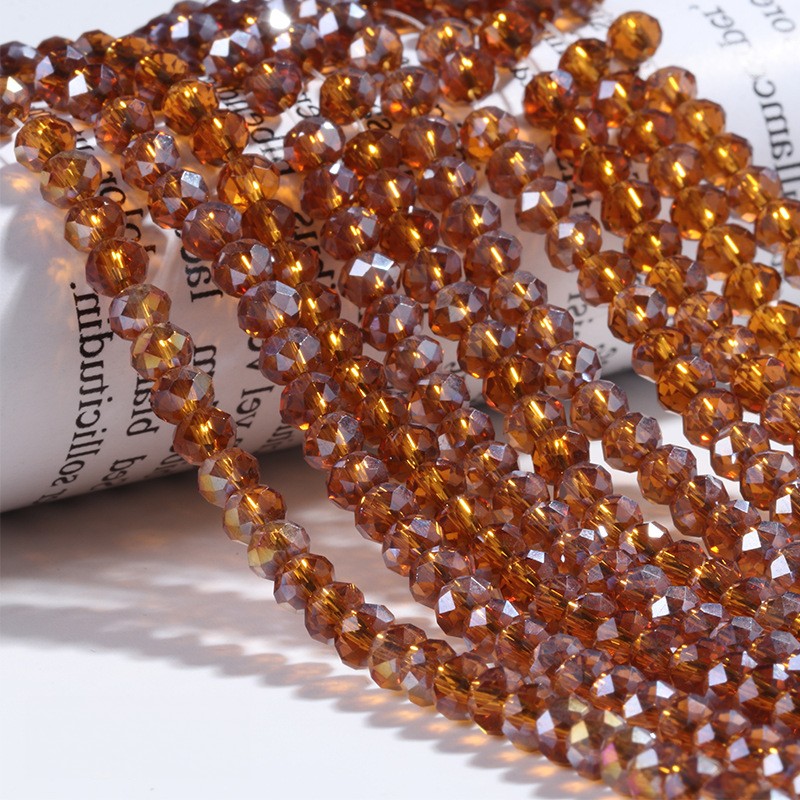 Electroplated Flat Glass Beads 8mm Colorful Mixed 10 Strands 5