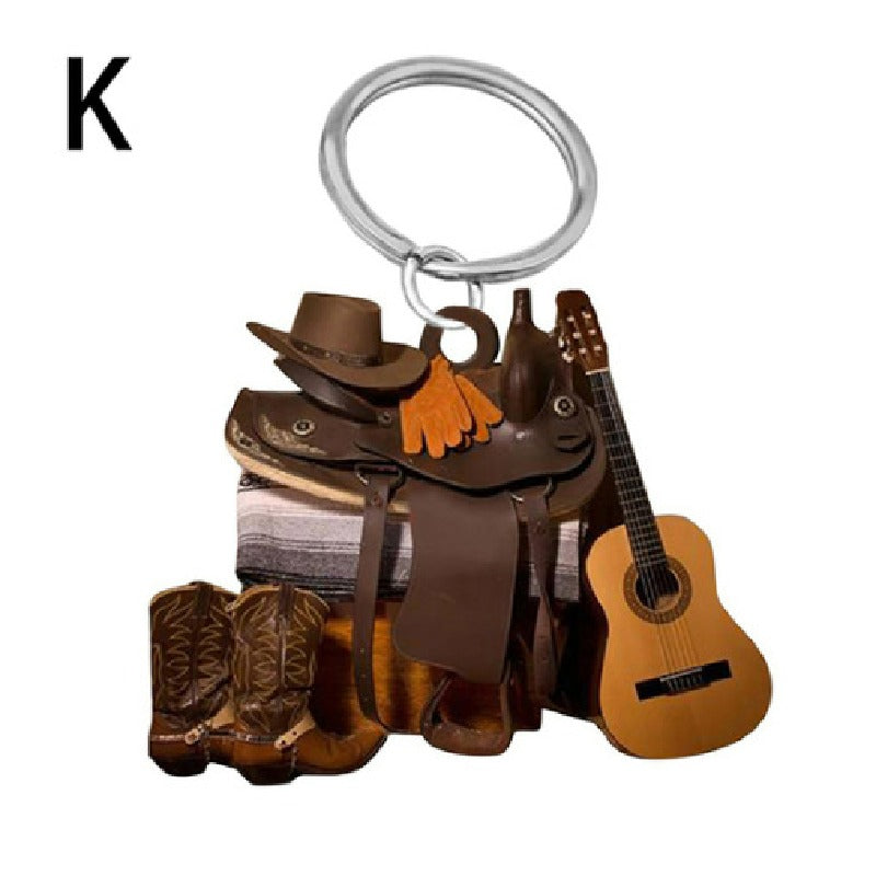 Acrylic Saddle Keychain Vintage Western Cowboy Style 15