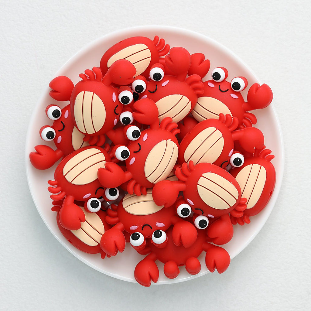 Silicone 3D Focal Beads Crab Big Eyes Smiling Face Claws