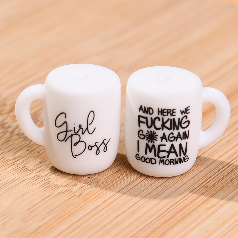Silicone Focal Beads Printed Cup With Handle 20pcs 15