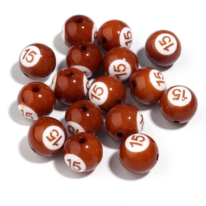 Colored Billiard Ball Round Acrylic Beads 16mm Glossy 10pcs 19