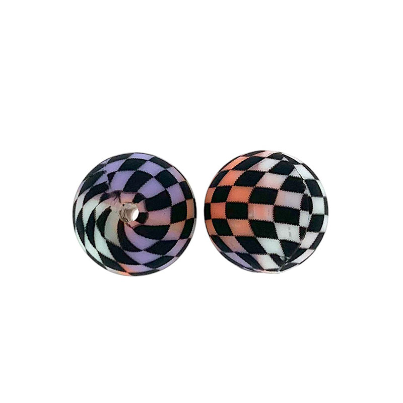 15mm Checkered Silicone Beads Classic Color Pattern 50pcs 12