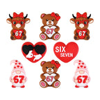 3D Highland Cow Silicone Focal Beads Wholesale, Six Seven 67 Red Love Heart Character