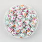 Floral Pattern 15mm Silicone Beads Light Color Printed Design 50pcs 7