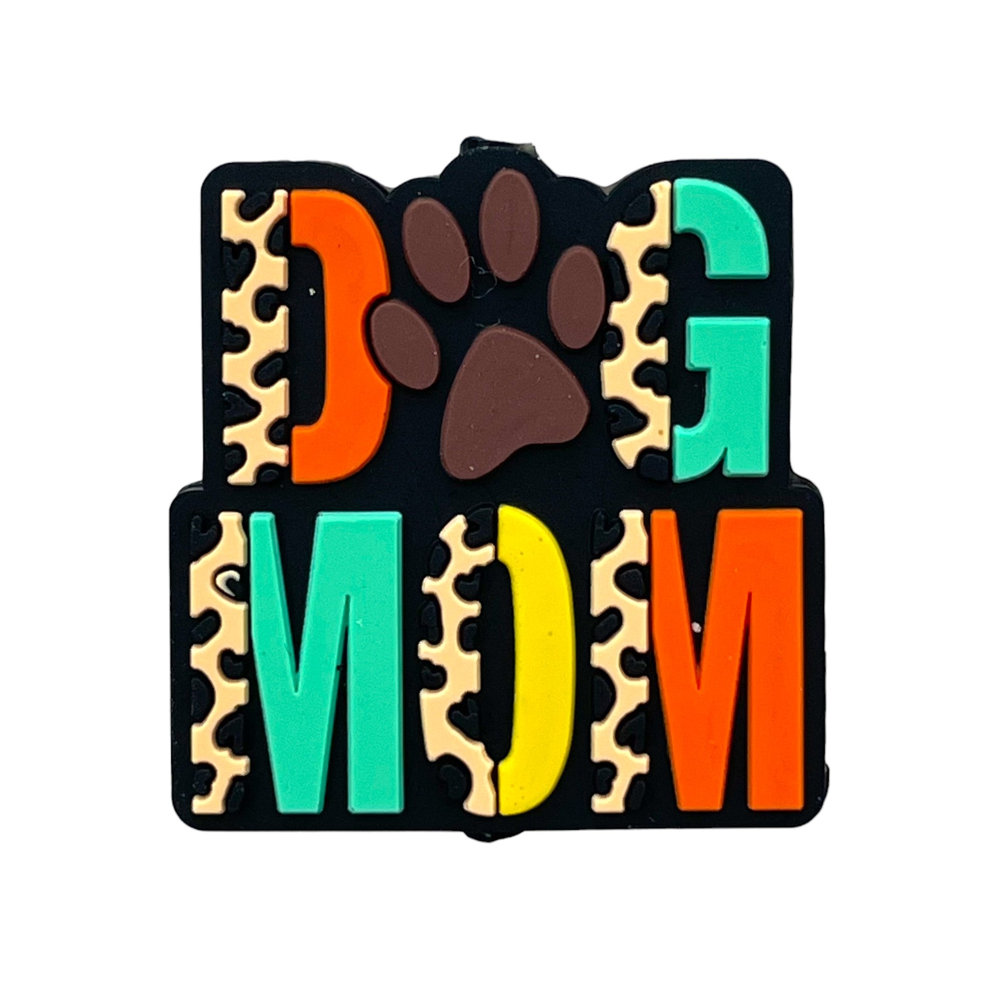 Silicone Focal Beads Dog MOM Bold Letters Leopard Print Paw Centerpiece 20pcs