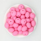 Solid Color Pumpkin Shaped Silicone Beads 20pcs - Pink