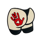 Silicone Focal Beads Handprint Red Graphic on Black White 20pcs