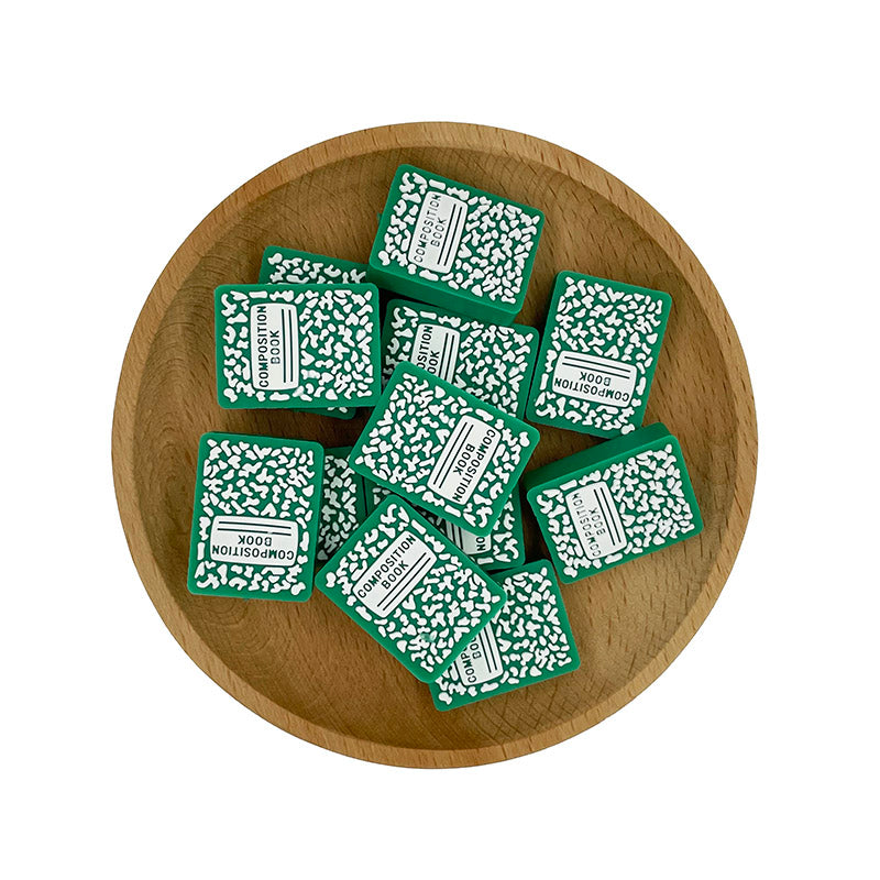 Silicone Focal Beads Composition Book Green Marbled Pattern 20pcs 2