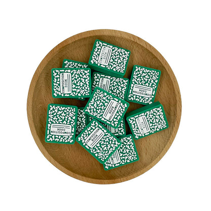 Silicone Focal Beads Composition Book Green Marbled Pattern 20pcs 2