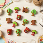 Silicone 3D Green Tree and Potted Plant Focal Beads 20pcs 2