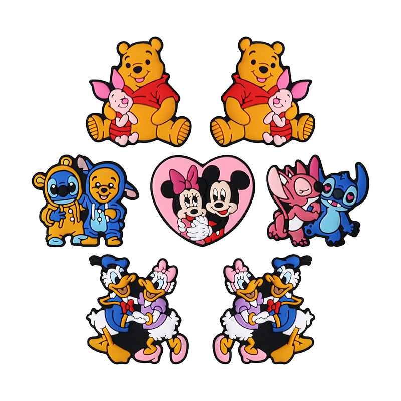 Silicone Focal Beads Disney Mickey Minnie Pooh Bear Heart 20pcs