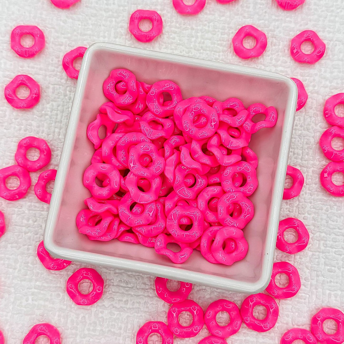 Acrylic Wavy Spacer Beads 12mm Baking Painted Colorful 50pcs - rose red