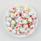 Floral Pattern 15mm Silicone Beads Light Color Printed Design 50pcs 3