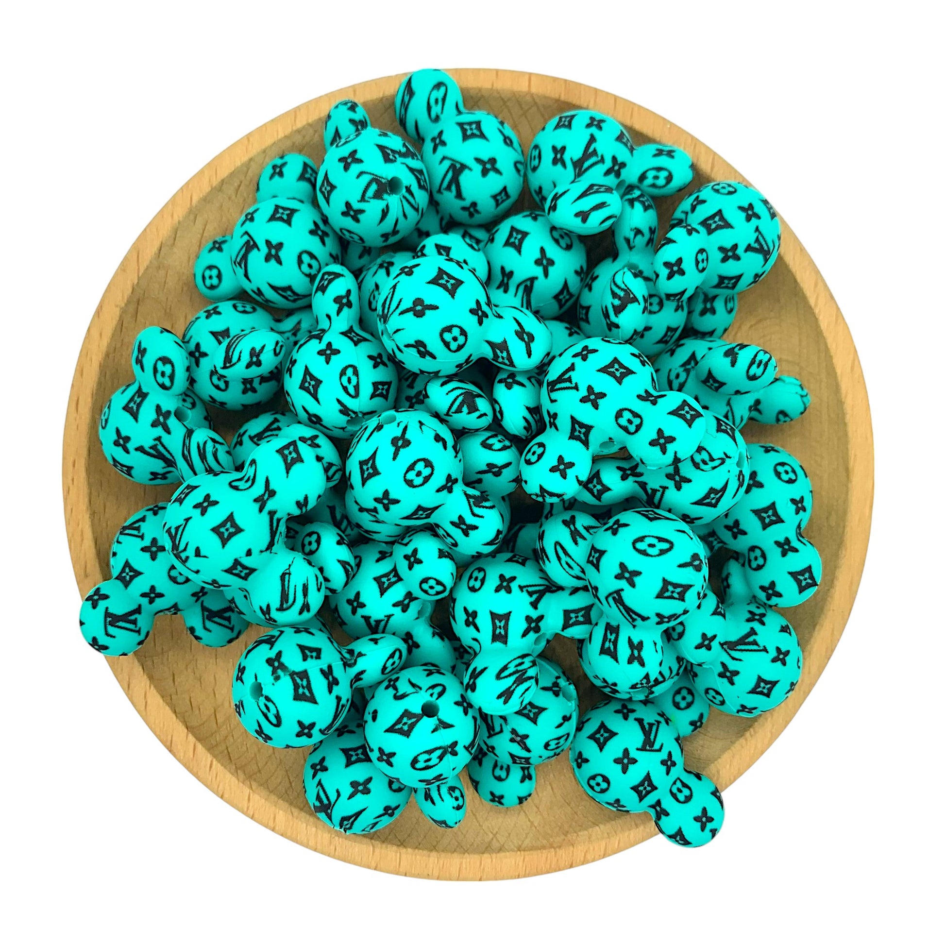 Silicone Focal Beads Mickey Head LV Pattern Printed 20pcs 2