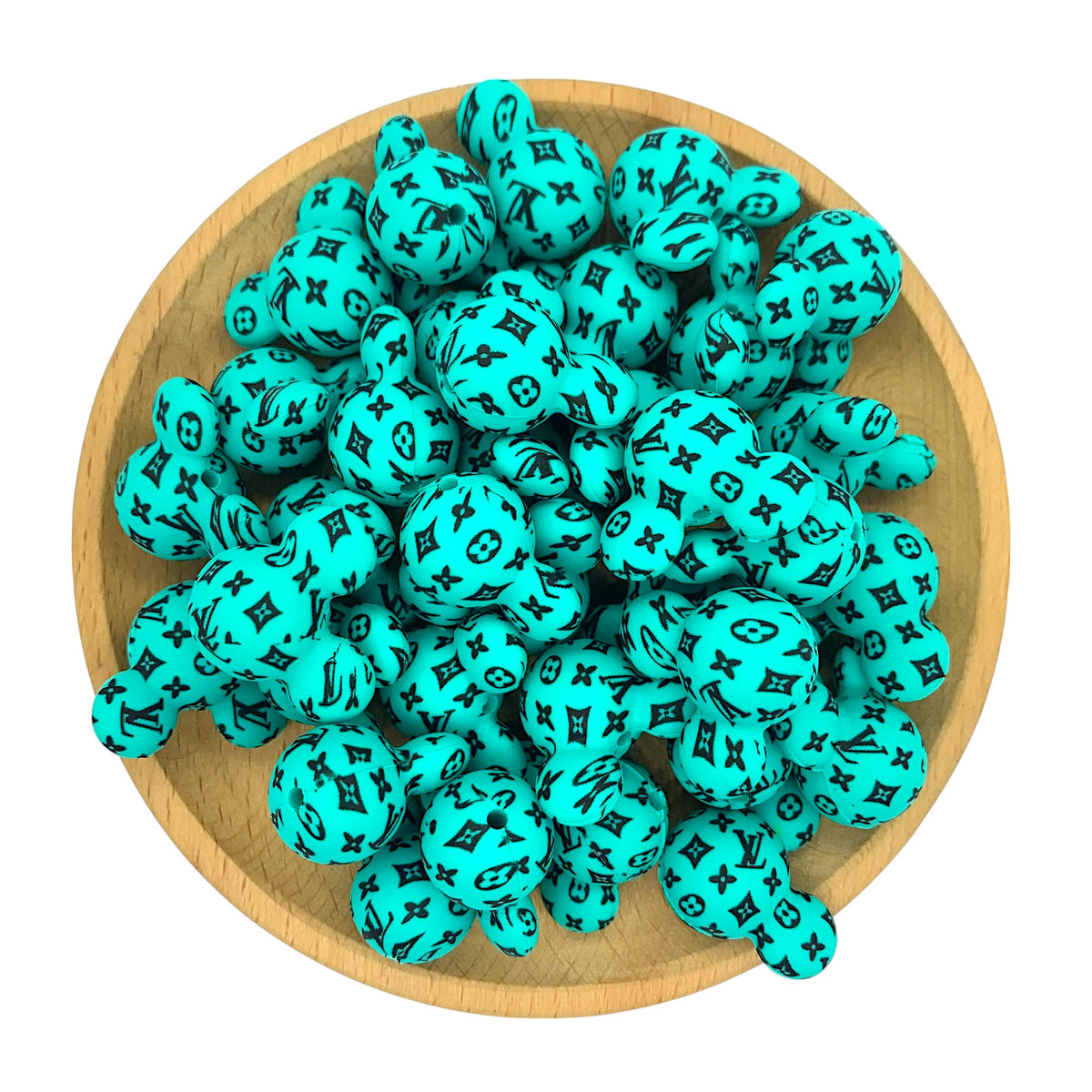 Silicone Focal Beads Mickey Head LV Pattern Printed 20pcs 2