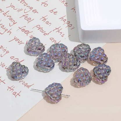 Transparent Heart Acrylic Beads 18x20mm Quilted Pastel 10pcs 9