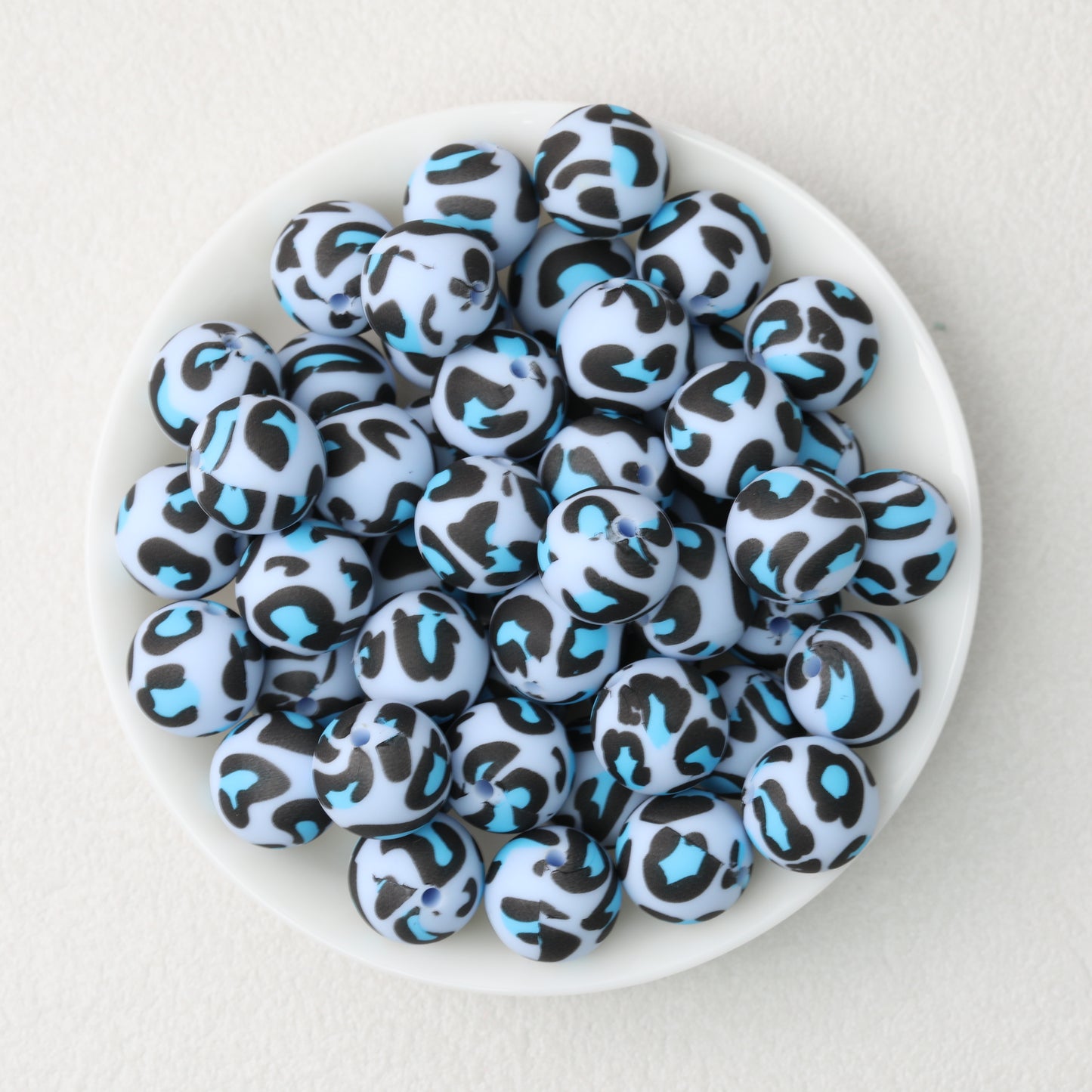 15mm Colored Leopard Print Round Silicone Beads 50pcs 8