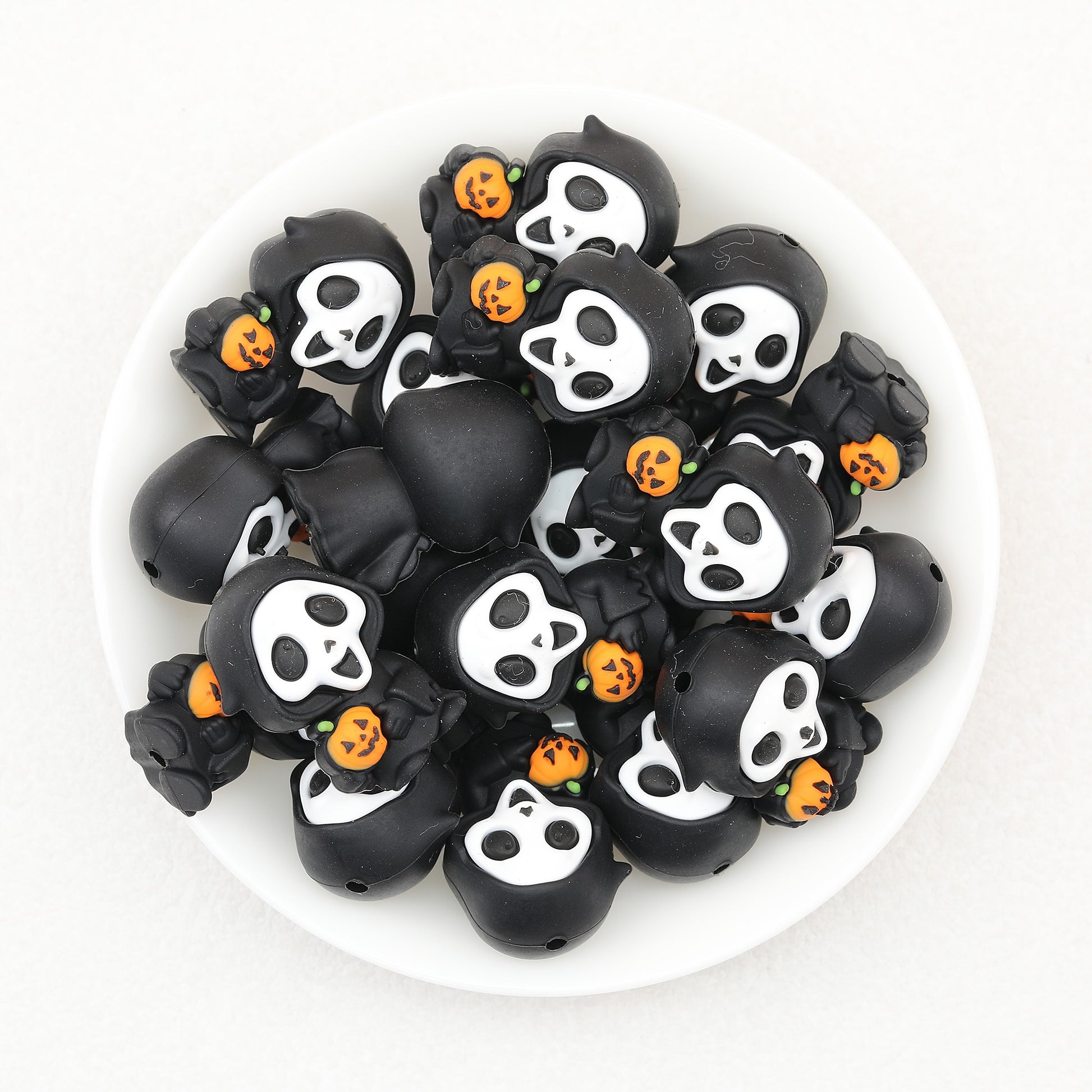Halloween Black Skull Pumpkin 3D Silicone Focal Beads 20pcs 2