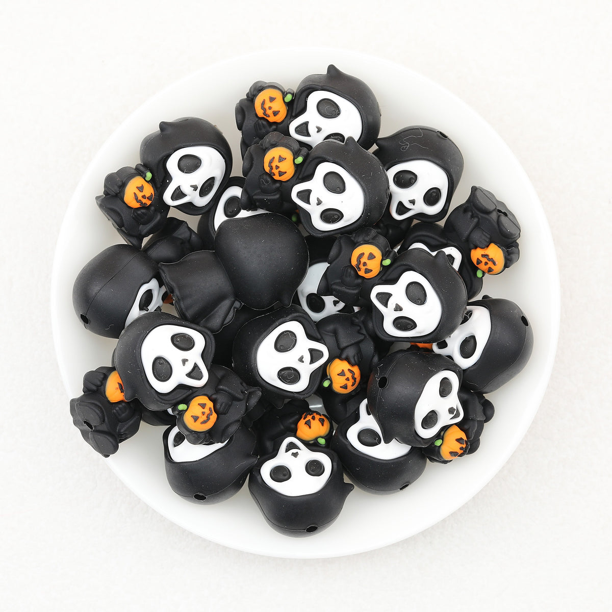Halloween Black Skull Pumpkin 3D Silicone Focal Beads 20pcs 2