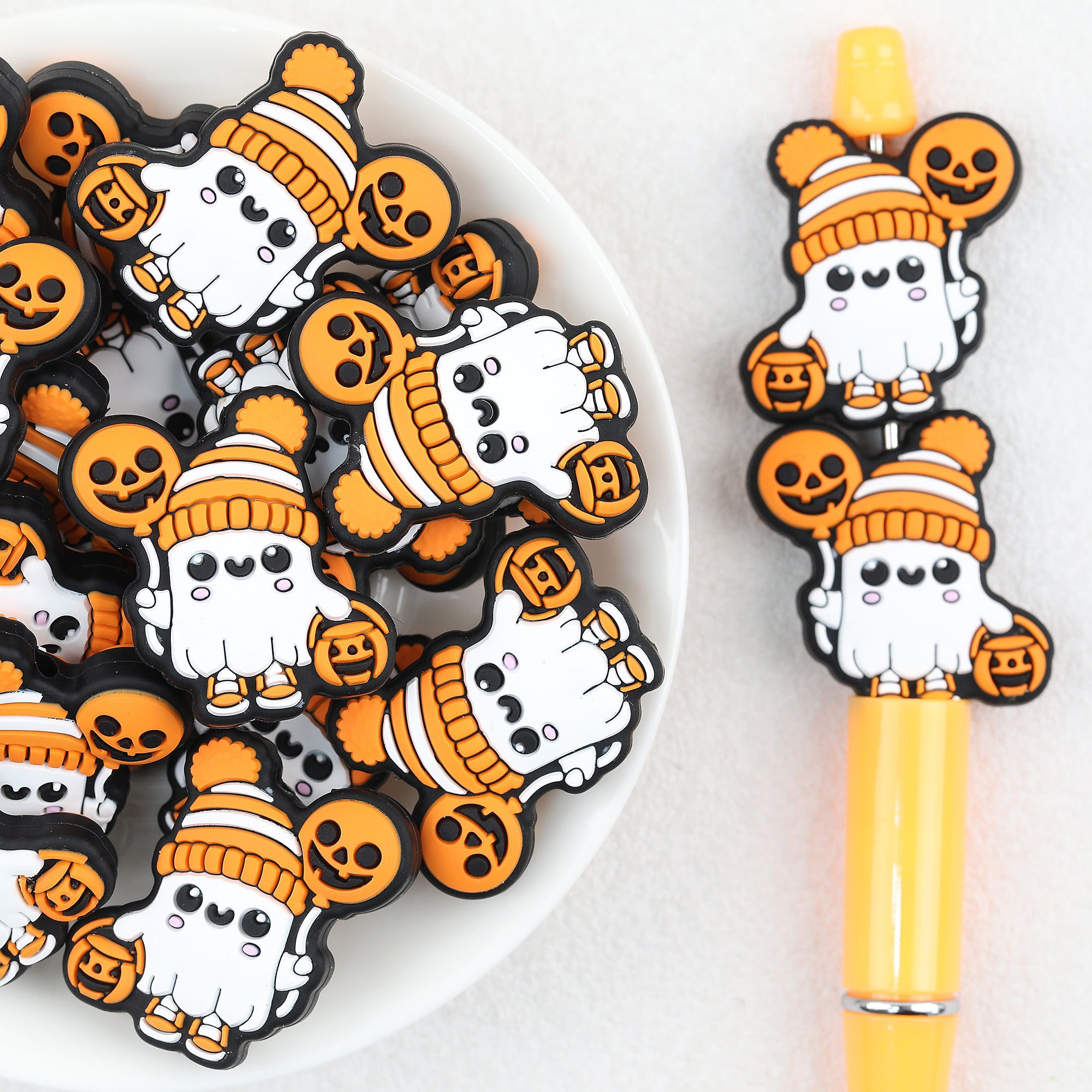 Halloween Pumpkin Balloons Ghost Silicone Focal Beads 20Pcs 