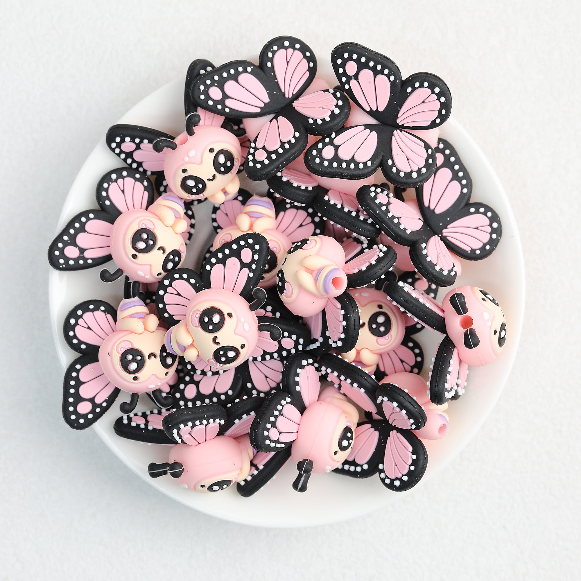 3D Colorful Butterfly Silicone Focal Beads 20Pcs  5