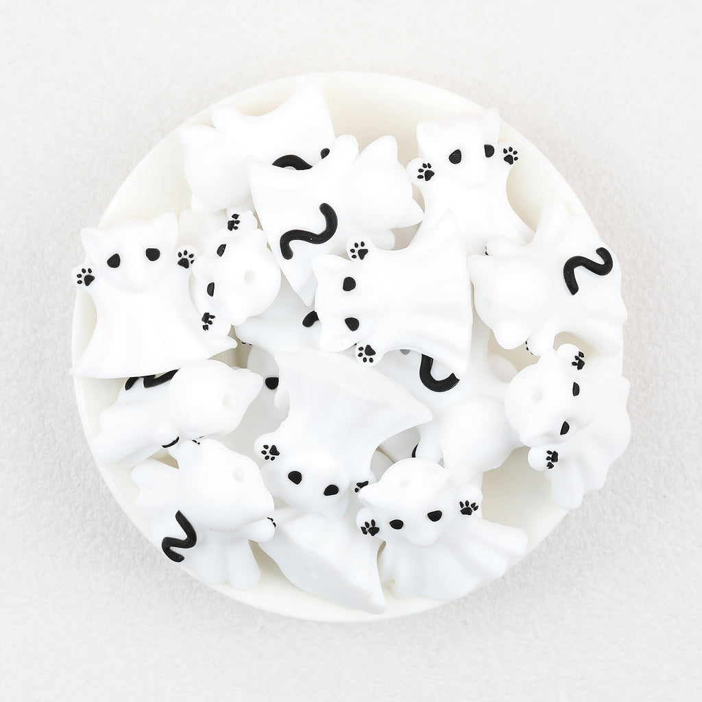 3D Halloween Black Cat Ghost Silicone Focal Beads 20Pcs  2