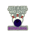 Silicone Focal Beads Bowling Just A Girl Loves Text Design 20pcs