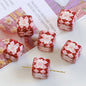 Cherry Bear Rabbit Square Acrylic Beads 14mm Playful Pattern 5pcs 10
