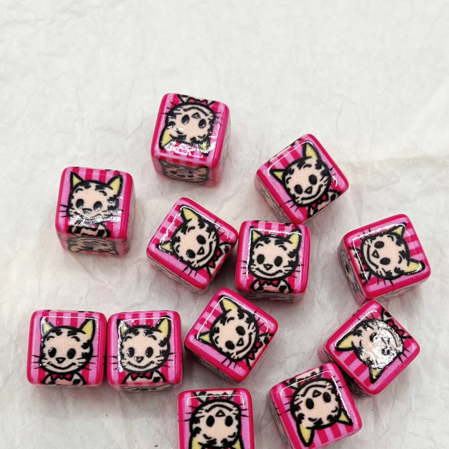 Osamu Harada Series Square Acrylic Beads 14mm Pattern 10pcs 6