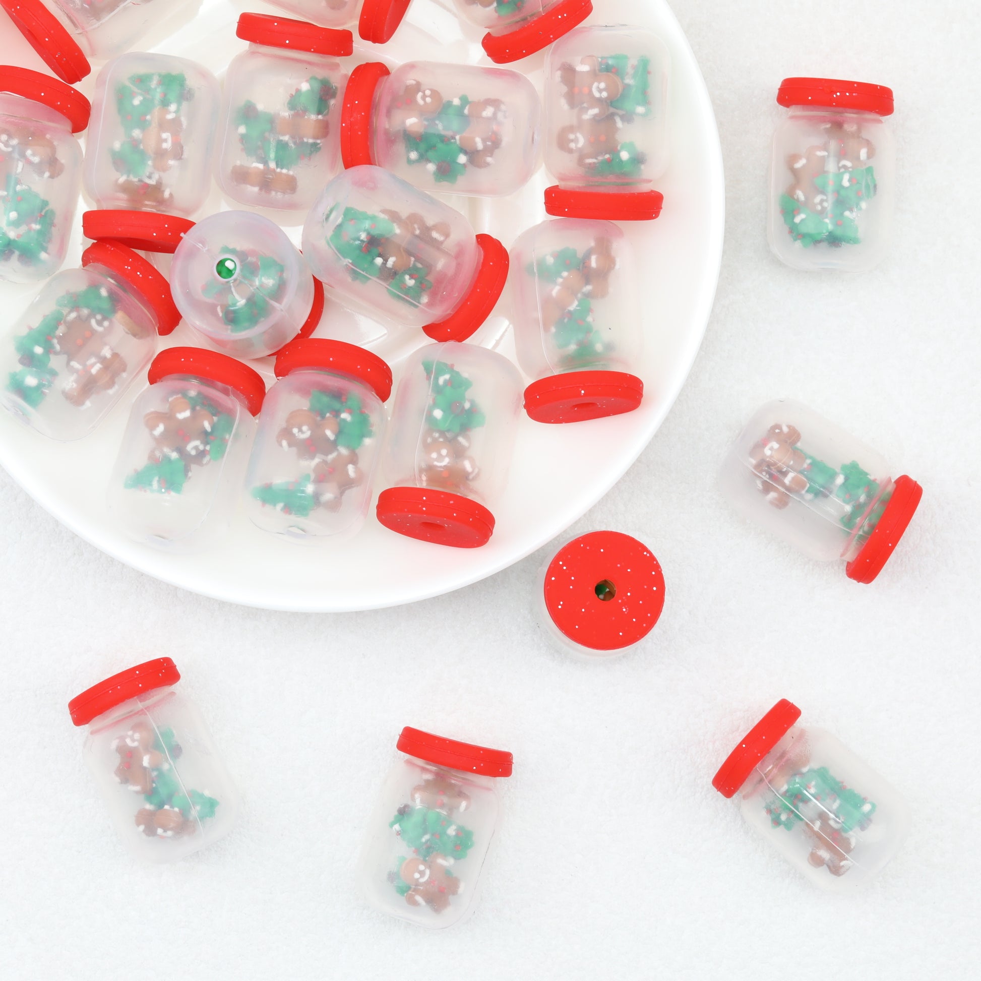 Silicone 3D Christmas Tree Gingerbread Man Focal Beads 20pcs 3